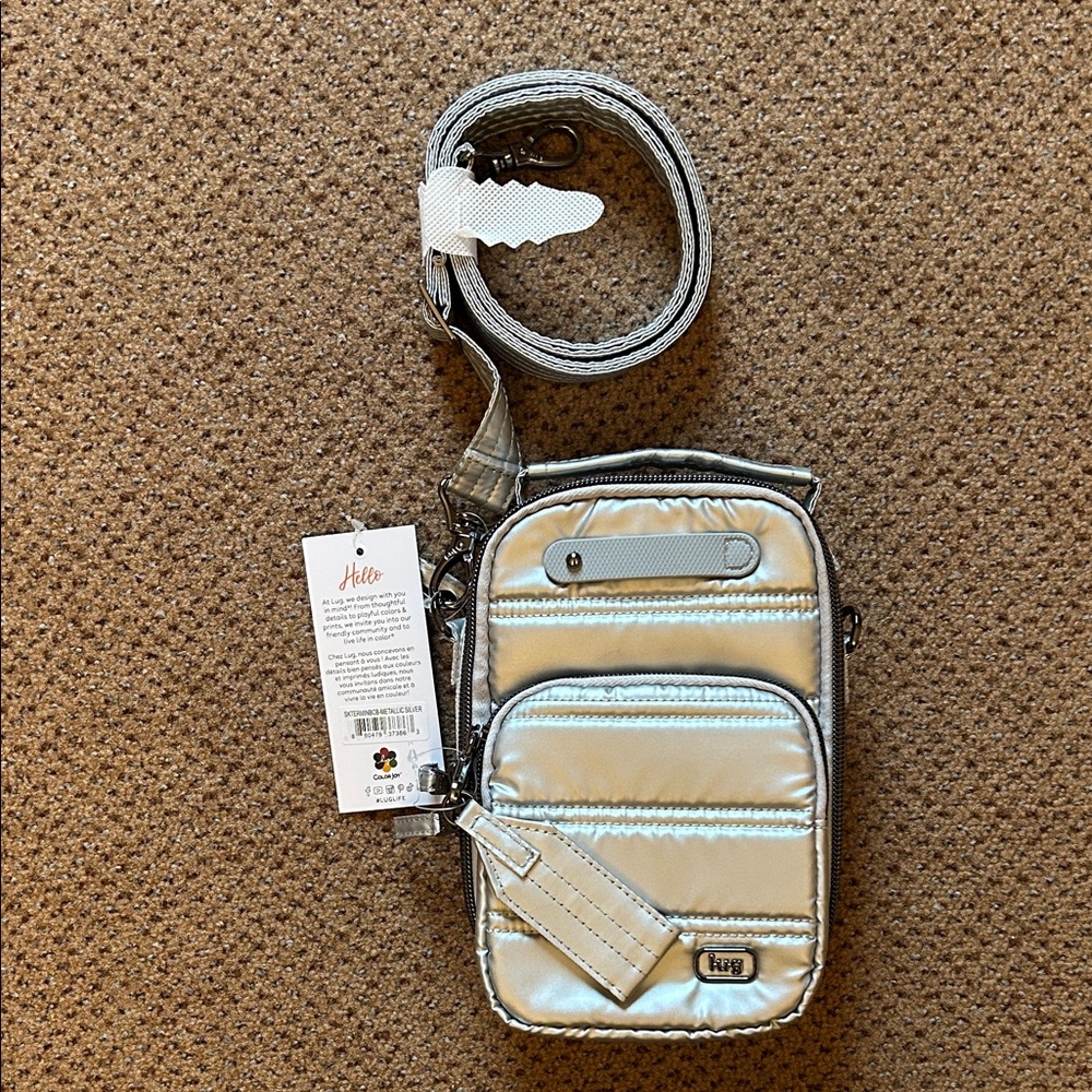 NWT Lug Skeeter Mini Bridge Crossbody with Puller in Metallic Silver